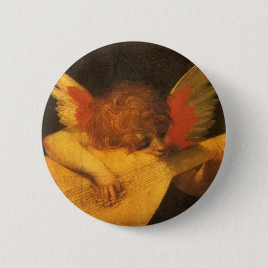 Musician Angel Lute von Rosso Fiorentino Button (Vorderseite)
