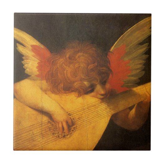 Musician Angel Lute von Rosso Fiorentino Fliese (Vorderseite)