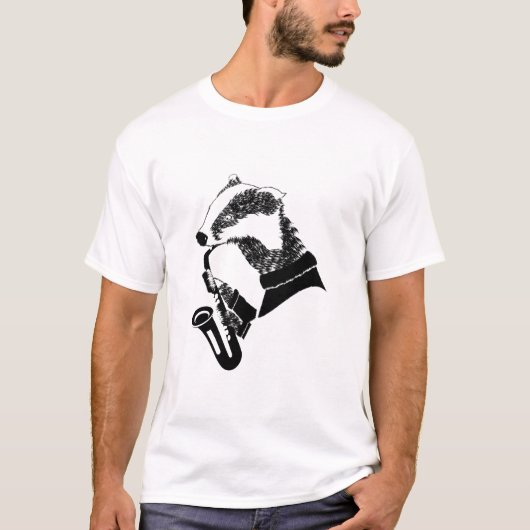 Musician Badger Saxophon individuell anpassbar T-Shirt (Vorderseite)