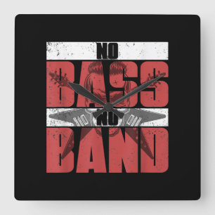 Musician Bassist Idee Bass Gitarre Quadratische Wanduhr