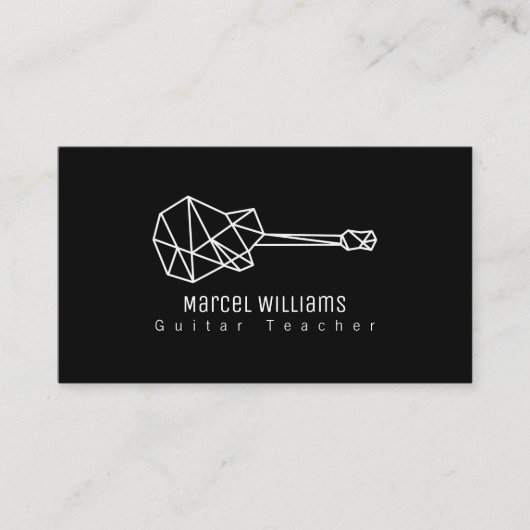 Musician Black Business Card mit Gitarre Visitenkarte (Vorderseite)