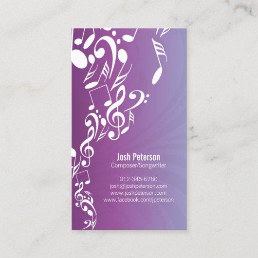 Musician Business Card Musiknoten Upflow Visitenkarte (Vorderseite)