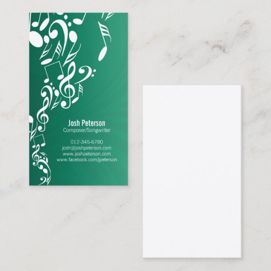 Musician Business Card Musiknoten Upflow Visitenkarte (Vorne/Hinten)