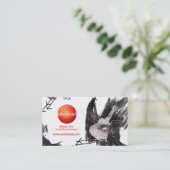 Musician Business Card (Ukulele) - Rotes Logo Visitenkarte (Stehend Vorderseite)