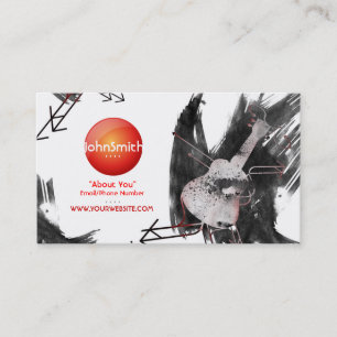 Musician Business Card (Ukulele) - Rotes Logo Visitenkarte