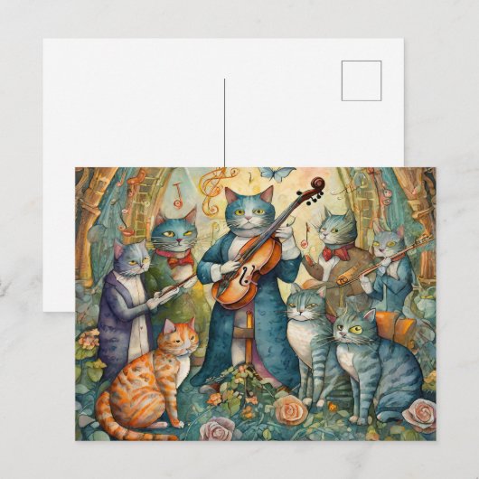 Musician Cat Postkarte (Vorne/Hinten)