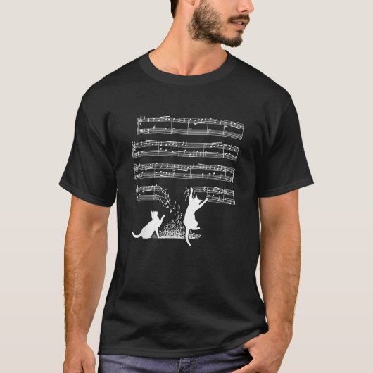 Musician Cats And Sheet Music T-Shirt (Vorderseite)