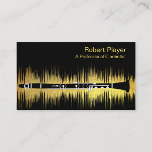 Musician Clarinet Player Audio Gold Sound Waves Visitenkarte