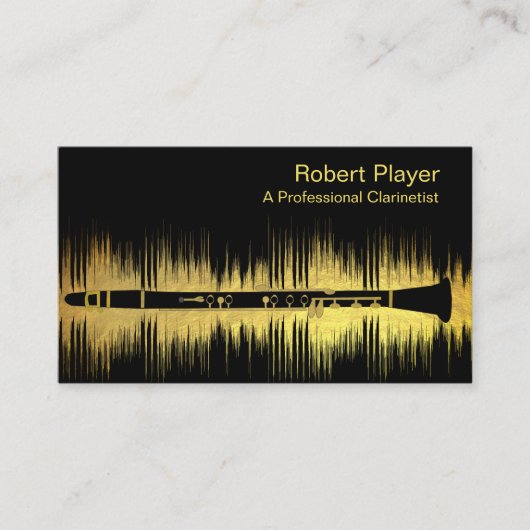 Musician Clarinet Player Audio Gold Sound Waves Visitenkarte (Vorderseite)