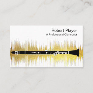 Musician Clarinet Player Audio Gold Sound Waves Visitenkarte