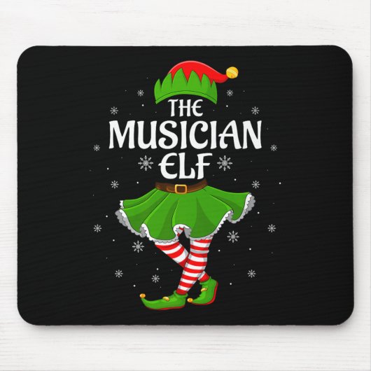Musician Elf Christmas Family Girls Women Elf Squa Mousepad (Vorne)