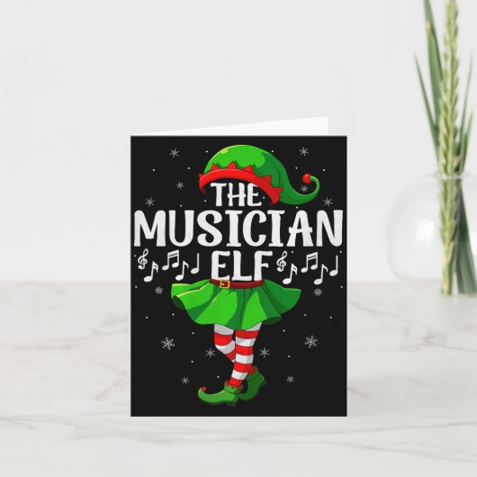 Musician Elf Christmas Girls Women Elf Squad Xmas Karte (Vorderseite)