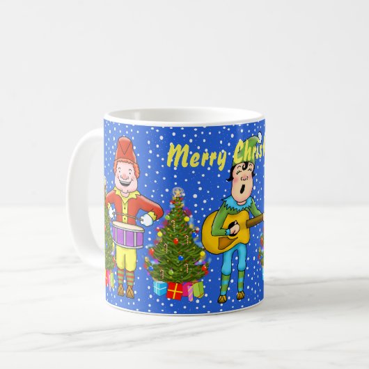 Musician Elves Weihnachts-Tasse Kaffeetasse (Vorderseite Links)