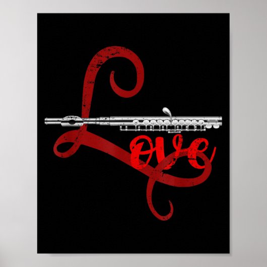 Musician Flutist Valentines Day Gift Orchestra Flu Poster (Vorne)