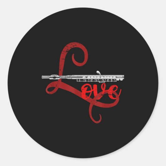 Musician Flutist Valentines Day Gift Orchestra Flu Runder Aufkleber (Vorderseite)