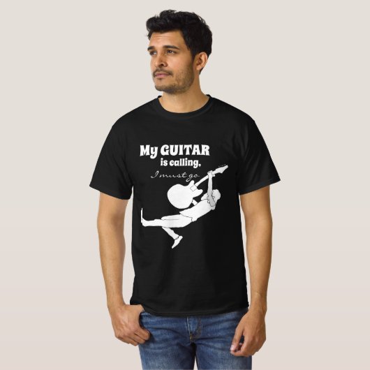 Musician Gift "My Guitar Is Calling" T-Shirt (Vorne ganz)