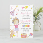 Musician Girl Birthday Einladung (Stehend Vorderseite)