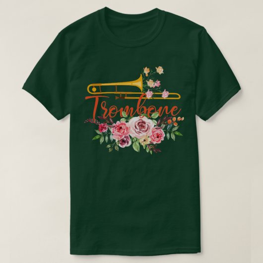 Musician Girl Flower Music Trombone T-Shirt (Design vorne)