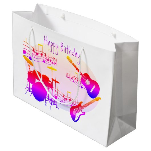 Musician Graphic Gift Bag Design HAMbyWG Große Geschenktüte (Rückseite Schrägansicht)