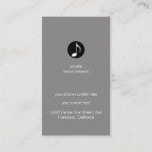 Musician Gray Business Card mit musikalischer Note Visitenkarte (Rückseite)