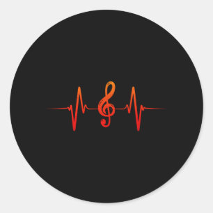 Musician Heartbeat Clef Runder Aufkleber