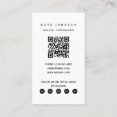 Musician Music Producer Gramophone QR Code Visitenkarte (Rückseite)