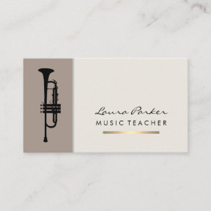 Musician Music Teacher Trumpet Instrument Gold Visitenkarte