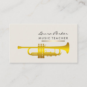 Musician Music Teacher Trumpet Instrument Gold Visitenkarte