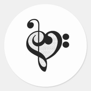 Musician Musiknote Pattern Herz Runder Aufkleber