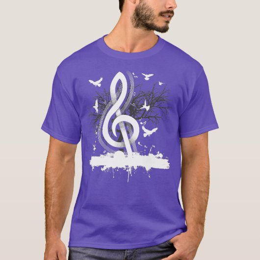 Musician Musiknotens Birds Treble Clef T-Shirt (Vorderseite)
