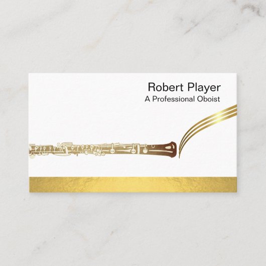 Musician Oboist Player Music Gold Oboe Waves Visitenkarte (Vorderseite)