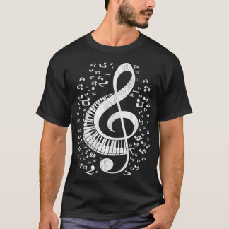 Musician Pianist Musiknotens Keyboard Treble Clef T-Shirt