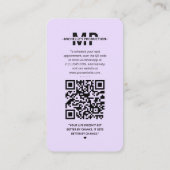 Musician Singer Composer IG Light Lila Modern Visitenkarte (Rückseite)