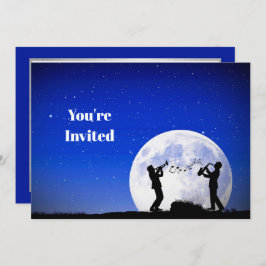 Musicians Blue Full Moon Birthday Einladung