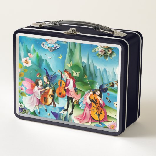 Musicians Fairies Playing Cellos Metall Brotdose (Vorderseite)