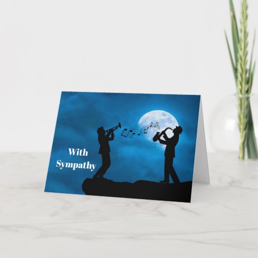 Musicians Full Moon Silhouette Beileid Karte (Vorderseite)