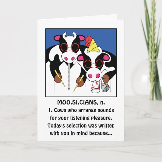 Musicians Funny Birthday Gruß Karte (Vorderseite)