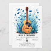 Musician's Pastel Guitar Boy Geburtstag Einladung (Vorne/Hinten)