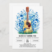 Musician's Whimsical Gitarre Boy Geburtstag Einladung (Vorne/Hinten)