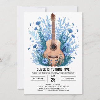 Musician's Wildblumen Gitarre Boy Geburtstag Einladung