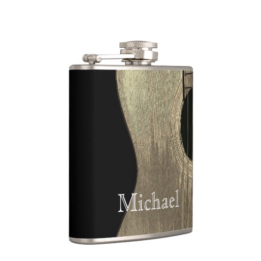 Musik Akustische Gitarre Schwarz und Beige Flachmann (Rechts)