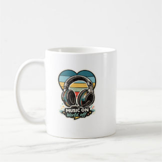 Musik An Welt Aus Vintage-Kopfhörer-Design Kaffeetasse