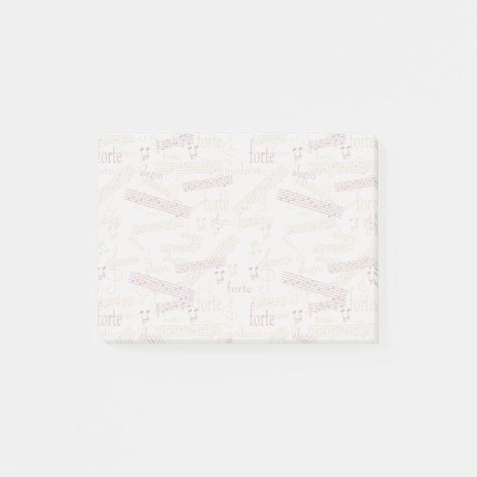 Musik-Anhänger-Typografie-Muster Post-it Klebezettel (Vorderseite)