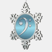 Musik-Bassschlüssel auf metallischer Schneeflocken Zinn-Ornament (Rechts)