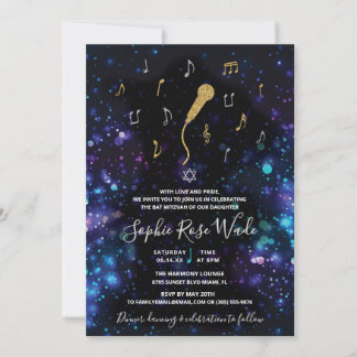 Musik Bat Mitzvah Einladung Mikrofon
