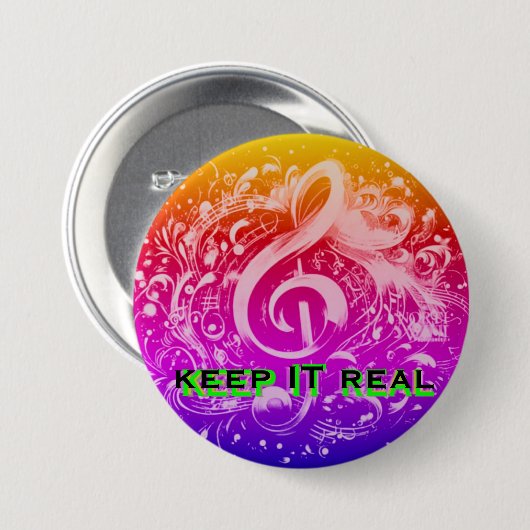 MUSIK - BEHALT DAS ECHTE REGENBOGENFARBEN BUTTON (Vorne & Hinten)