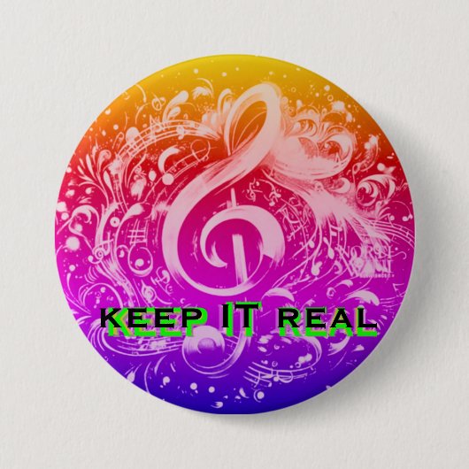 MUSIK - BEHALT DAS ECHTE REGENBOGENFARBEN BUTTON (Vorderseite)