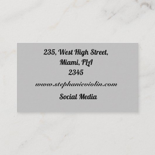 Musik Beruflich. Geige. Visitenkarte (Rückseite)