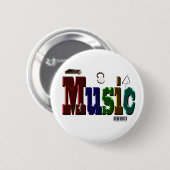 Musik-Bild-Logo mit Instrumenten, Button (Vorne & Hinten)