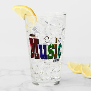 Musik-Bild-Logo mit Instrumenten, Glas